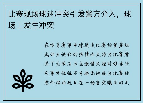 比赛现场球迷冲突引发警方介入，球场上发生冲突